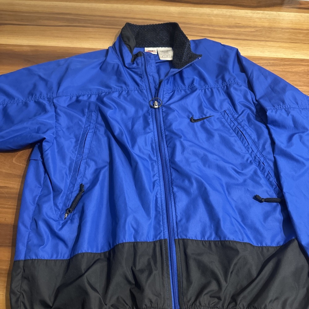 Rare!! Vintage Nike Windbreaker Jacket Pull Tab Blue Vented Full Zip 90's